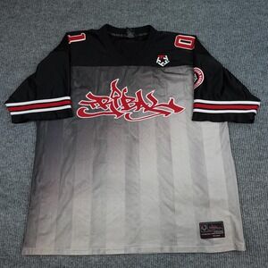 Tribal Gear Jersey Mens 2XL Gray Black 01 Mesh Streetwear Graphic Tee